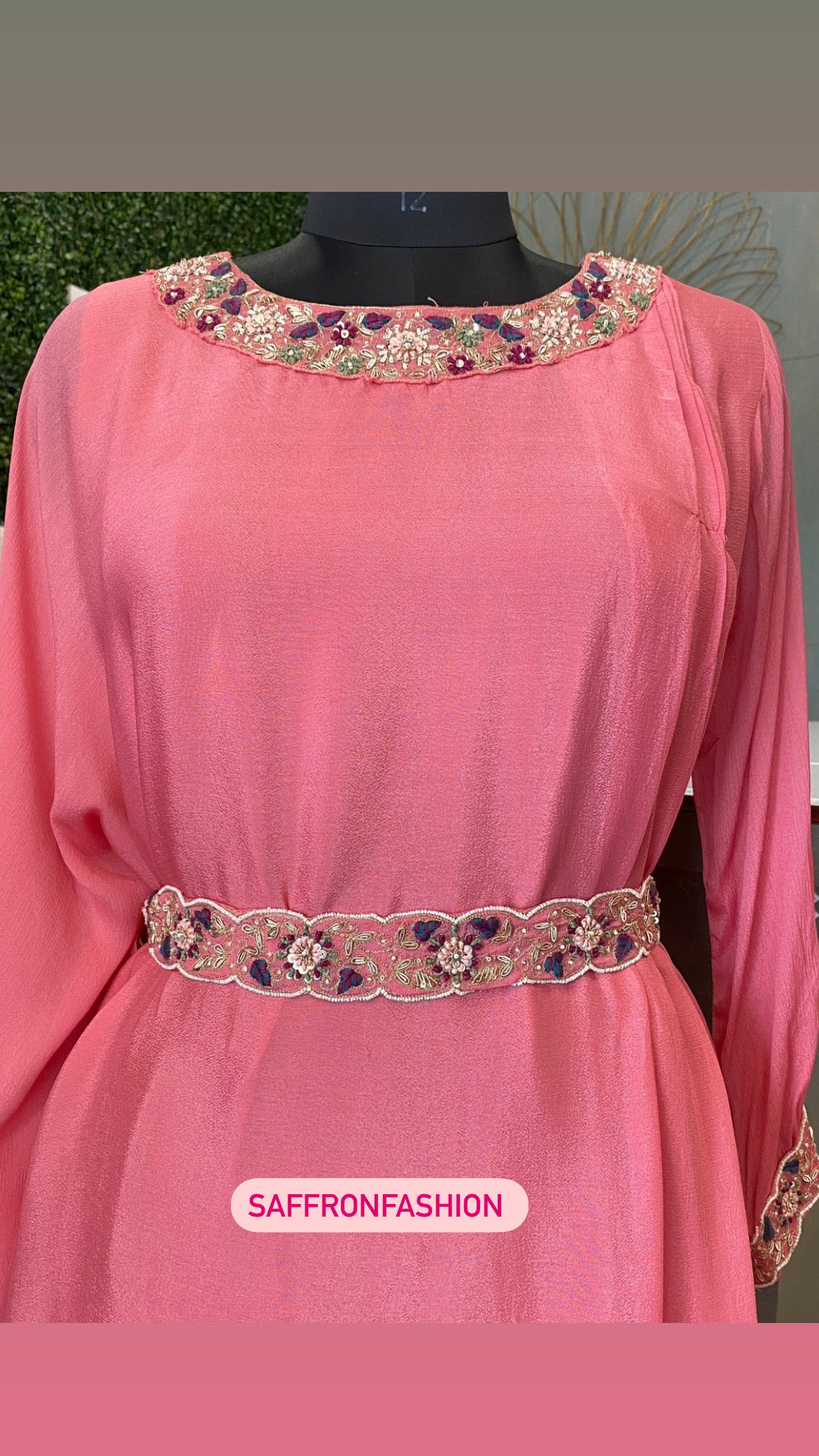 Yuvi chinon one piece dress - Saffronfashionindia