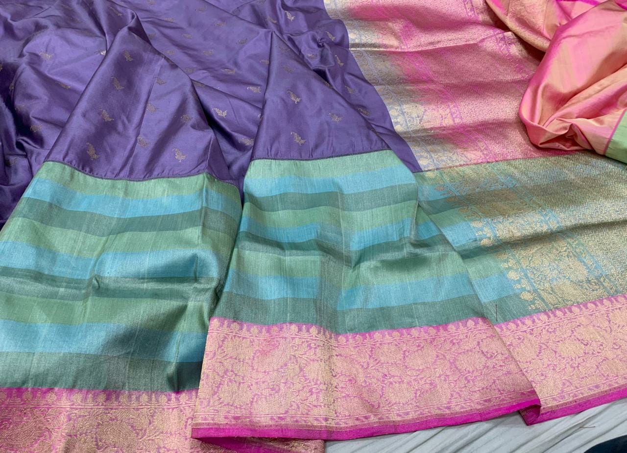 Peruki silk banarsi saree - Saffronfashionindia