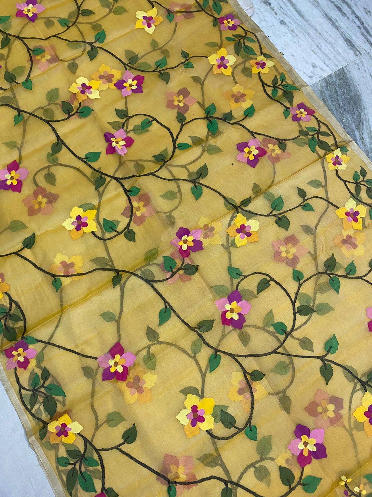 Maulvi muslin jamdani saree - Saffronfashionindia