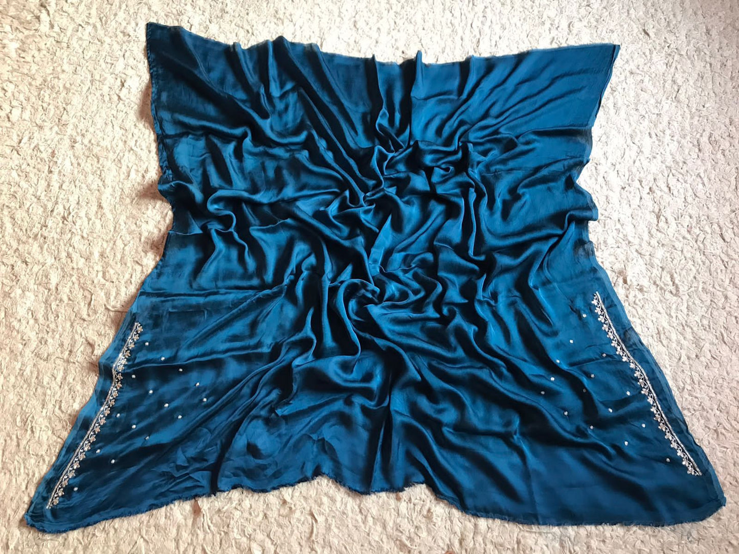 Uvi teal blue partywear saree - Saffronfashionindia