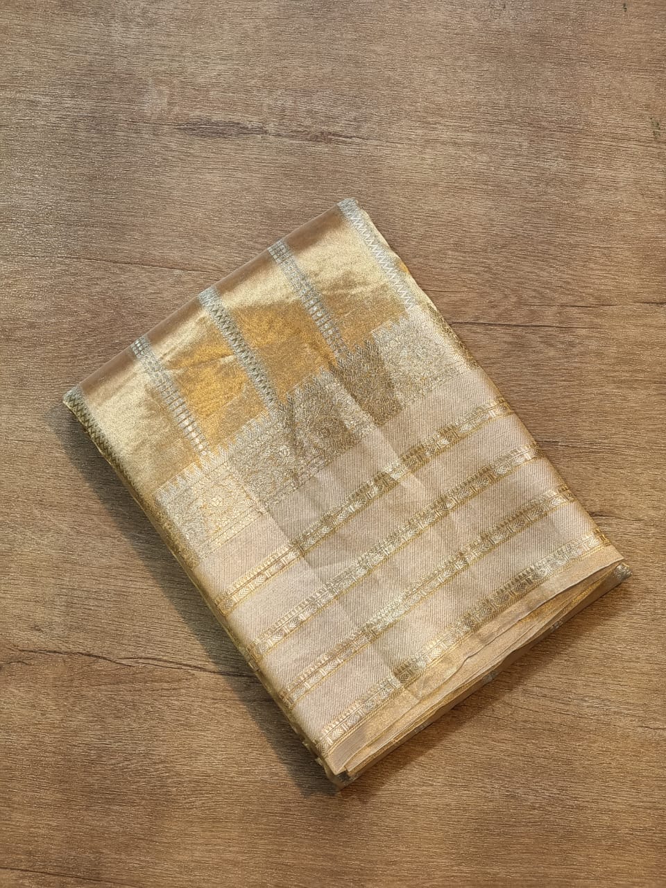 Handwoven tissue striped saree - Saffronfashionindia