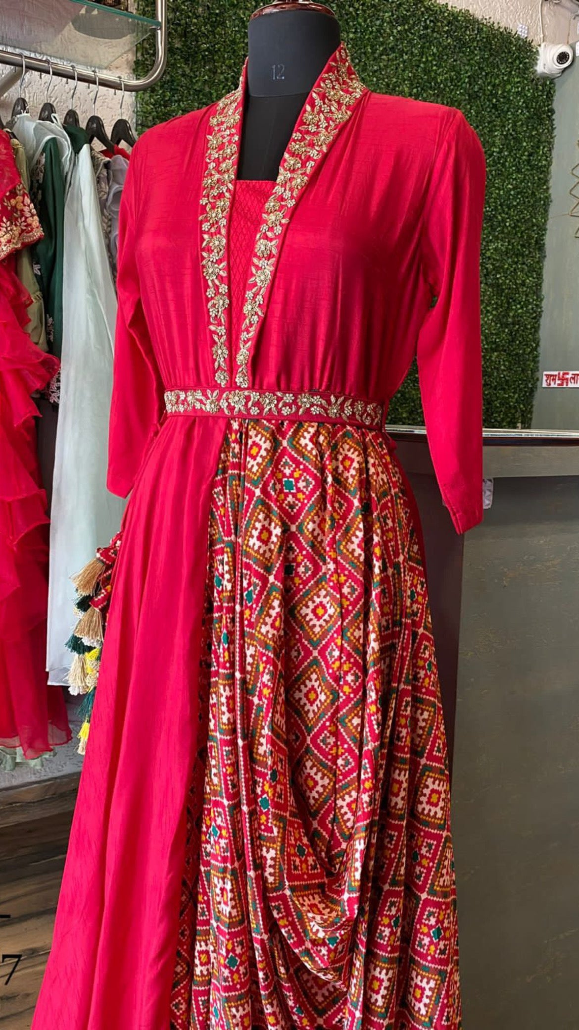 Red Patola zardosi dress - Saffronfashionindia