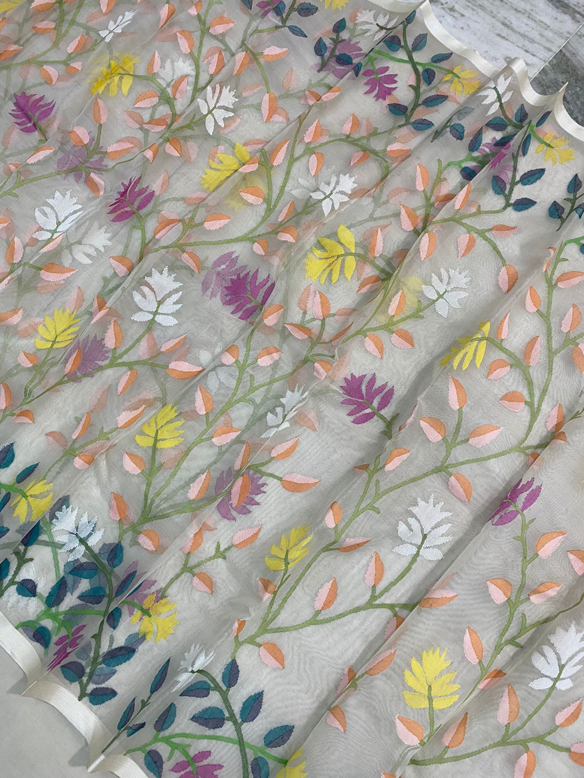 Geetanjali muslin jamdani saree - Saffronfashionindia