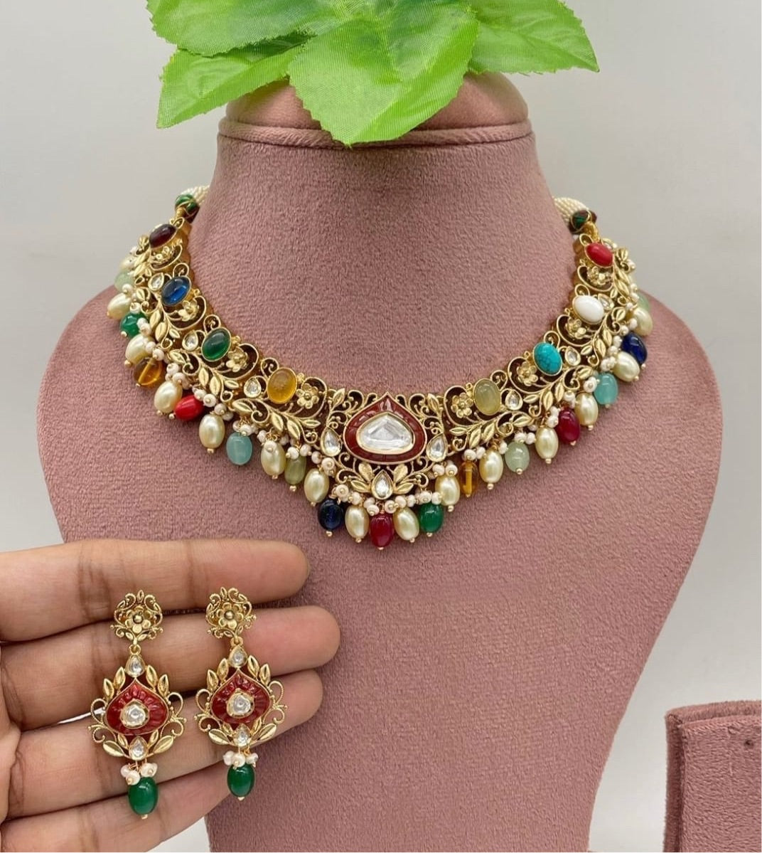 Neera necklace set/Indian necklace - Saffronfashionindia