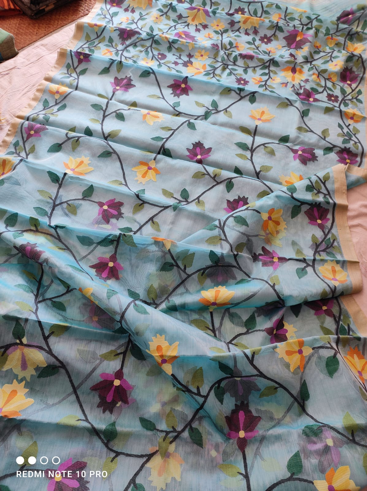 Jamdani muslin saree - Saffronfashionindia