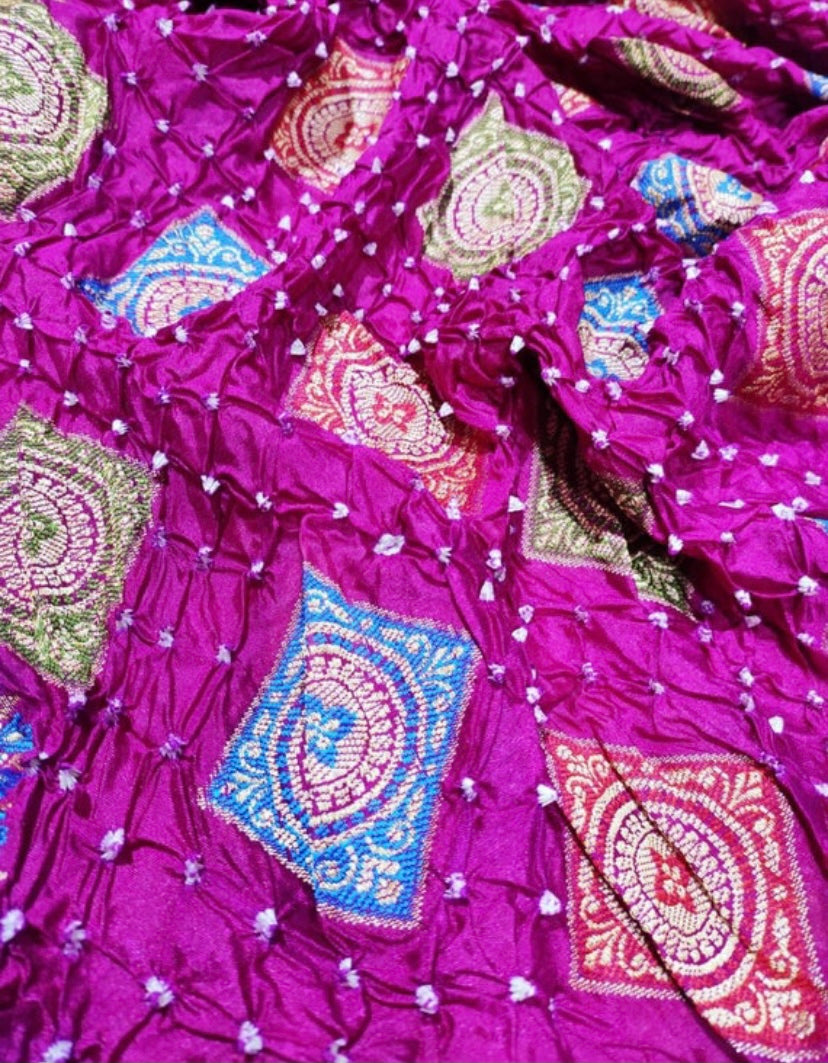 Bandhani dupion saree - Saffronfashionindia