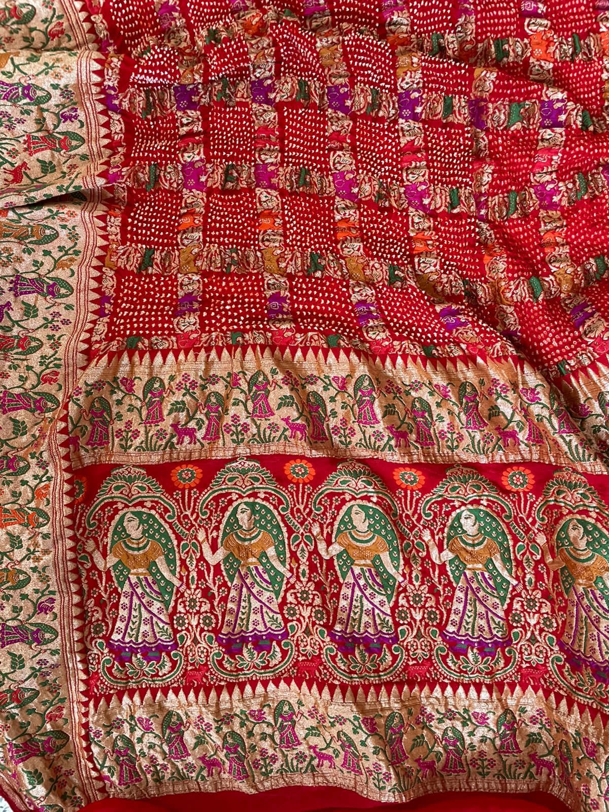 Laila ghatchola bandhej dupatta - Saffronfashionindia