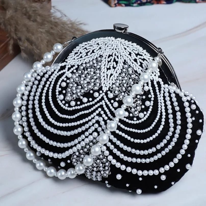 Andy pearl embroidered purse - Saffronfashionindia