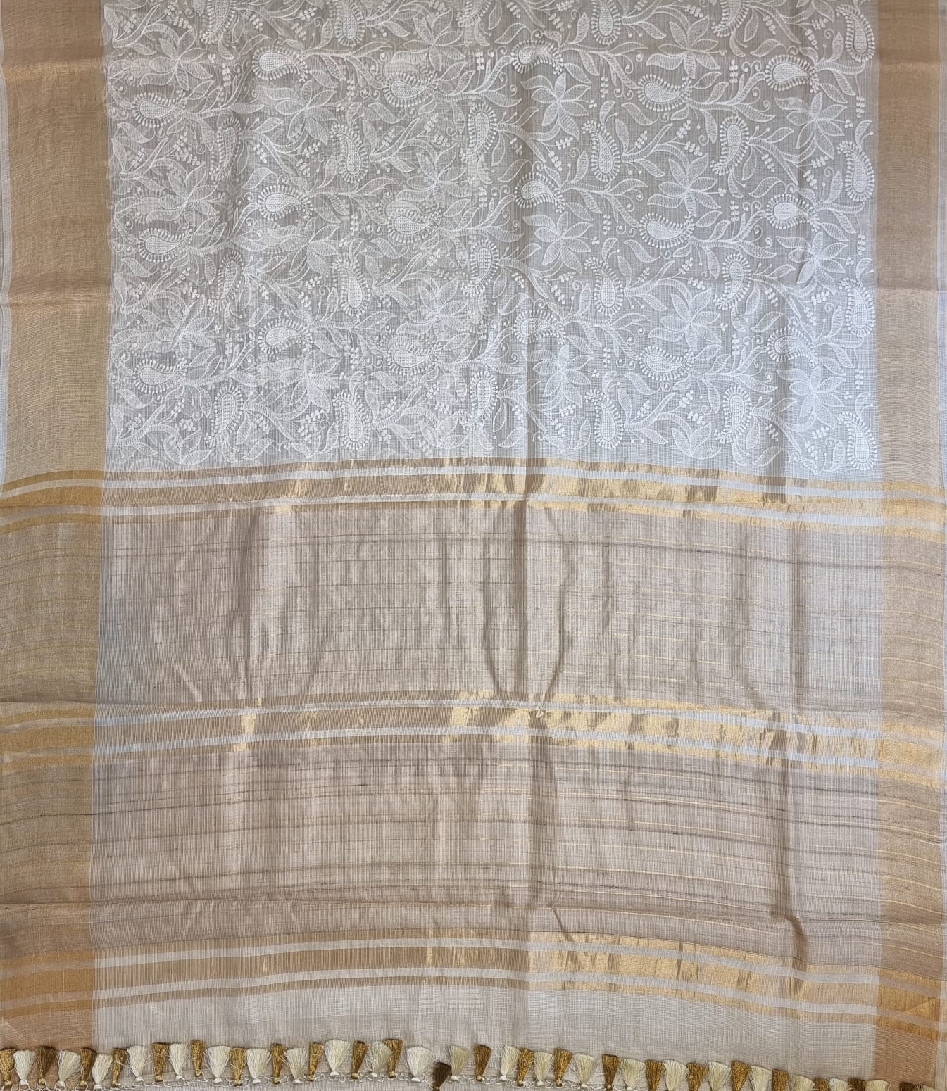 Kota tussar embroidery saree - Saffronfashionindia