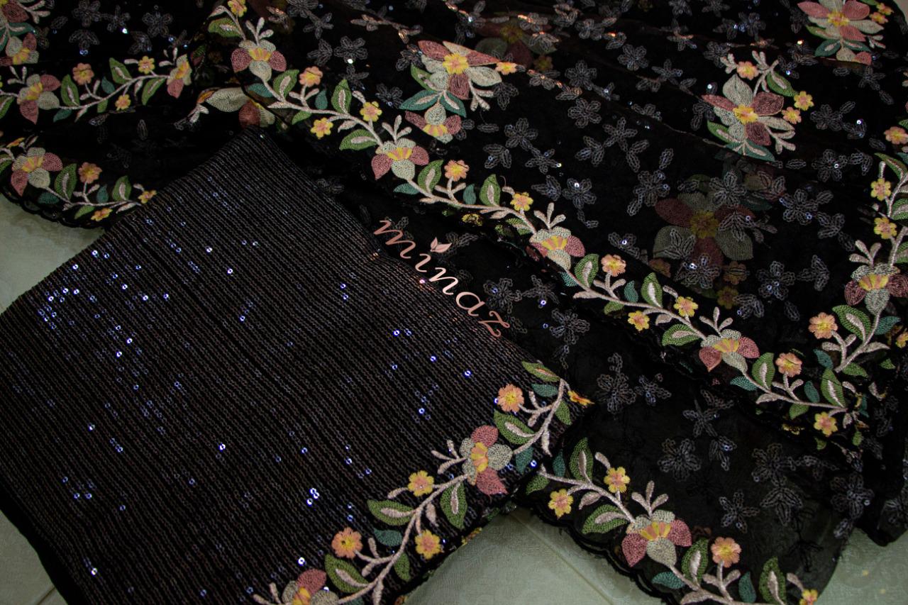 Stunning black gorgette sequins salwar suit - Saffronfashionindia