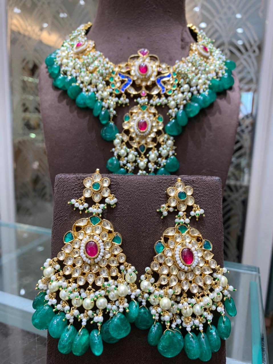 Peacock inspired bridal set - Saffronfashionindia