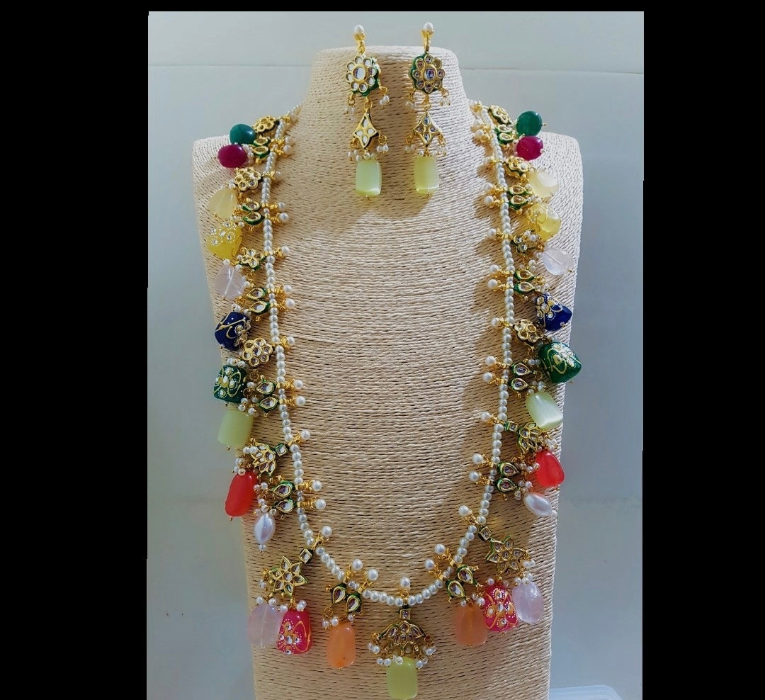 Pearls beaded necklace - Saffronfashionindia