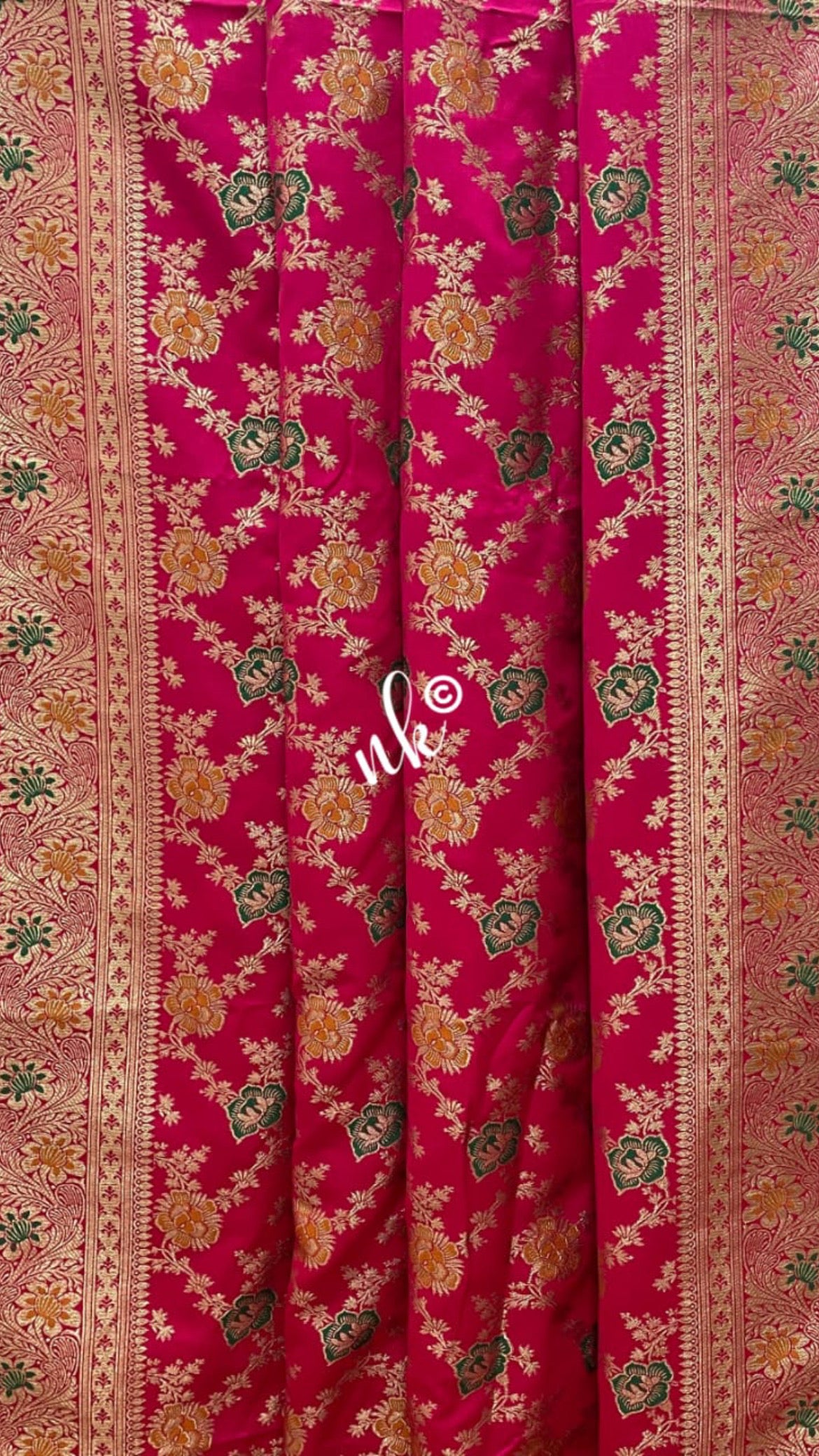 Pink Meenakari floral saree - Saffronfashionindia