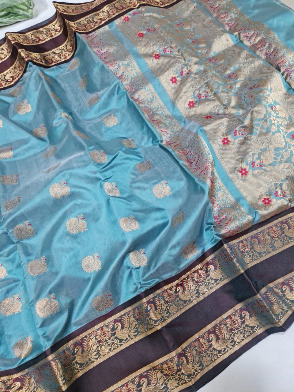 Firoza Chanderi pattu saree - Saffronfashionindia