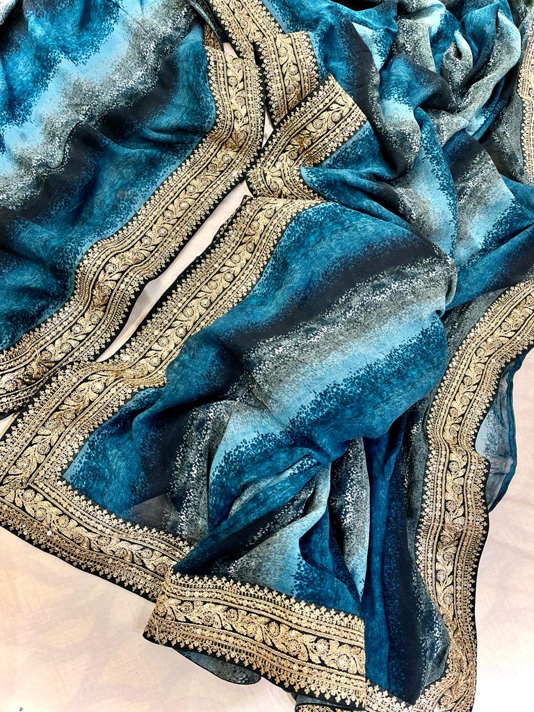 Perisha gorgette saree - Saffronfashionindia