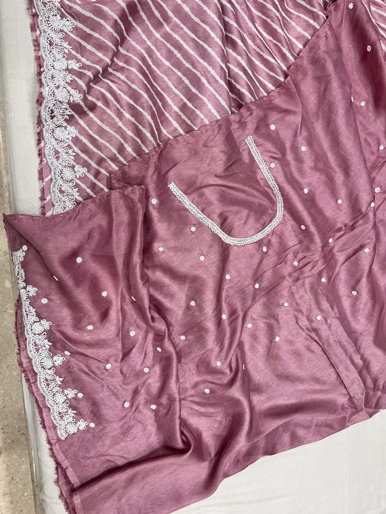Pearl jarkan saree - Saffronfashionindia