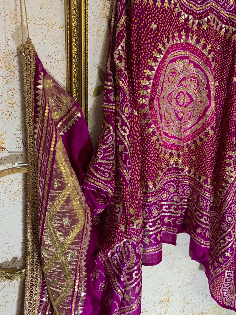 Gajji silk bandhej dupatta - Saffronfashionindia