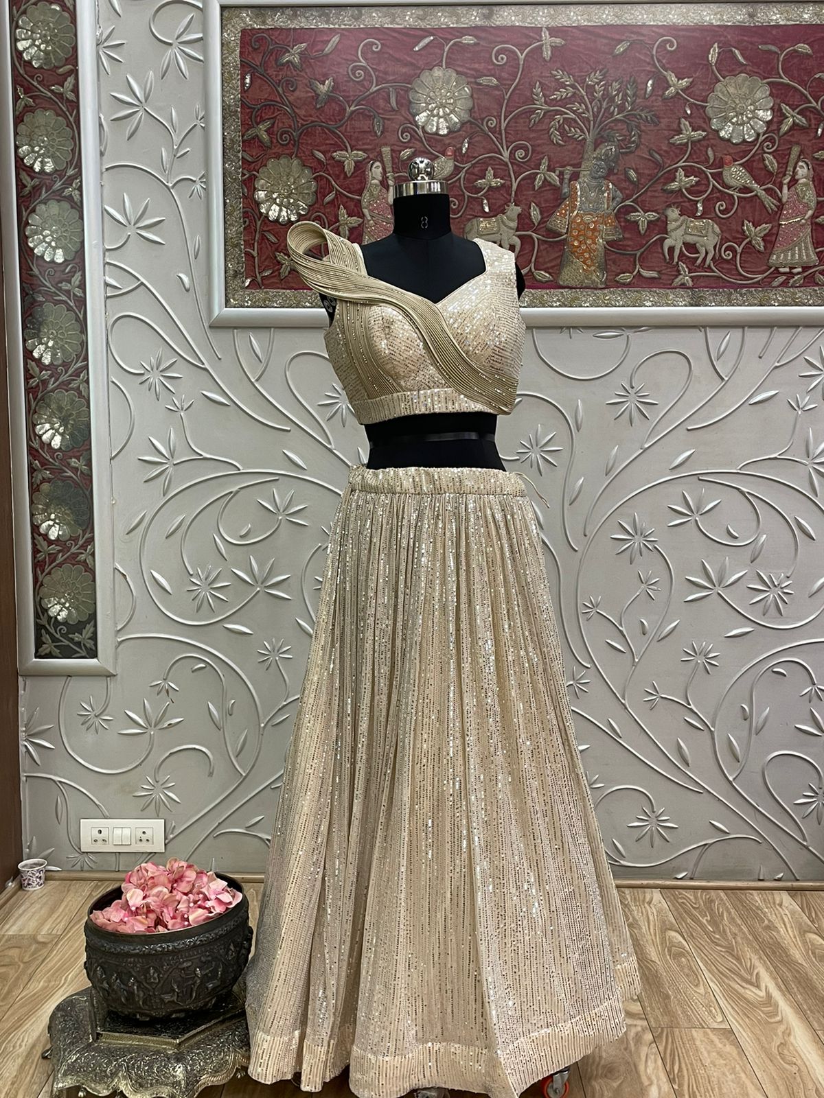 Designer drop top lehenga - Saffronfashionindia