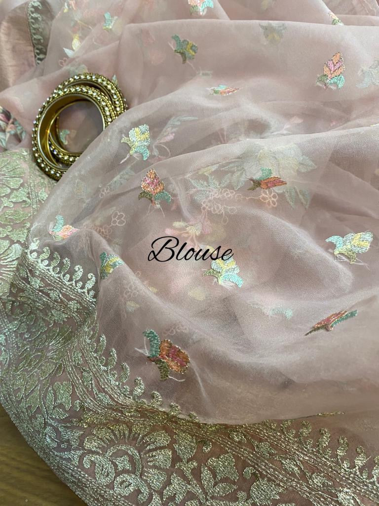 Vanilla gorgeous saree/embroidered saree - Saffronfashionindia