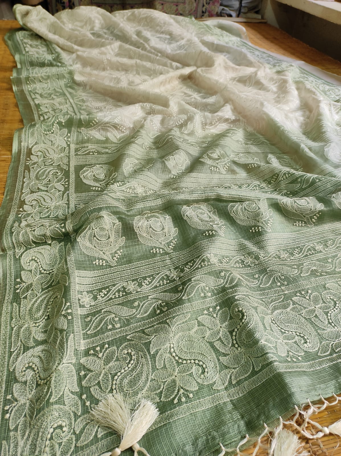 Tussar kota Indian saree - Saffronfashionindia