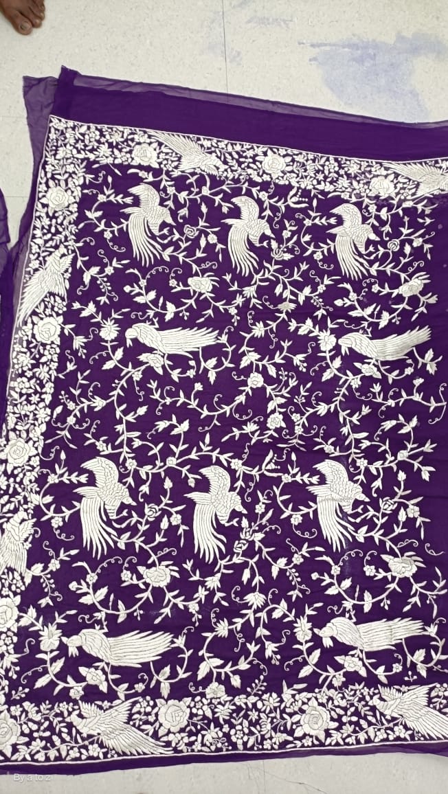 Mahiva Parsi embroidery saree - Saffronfashionindia