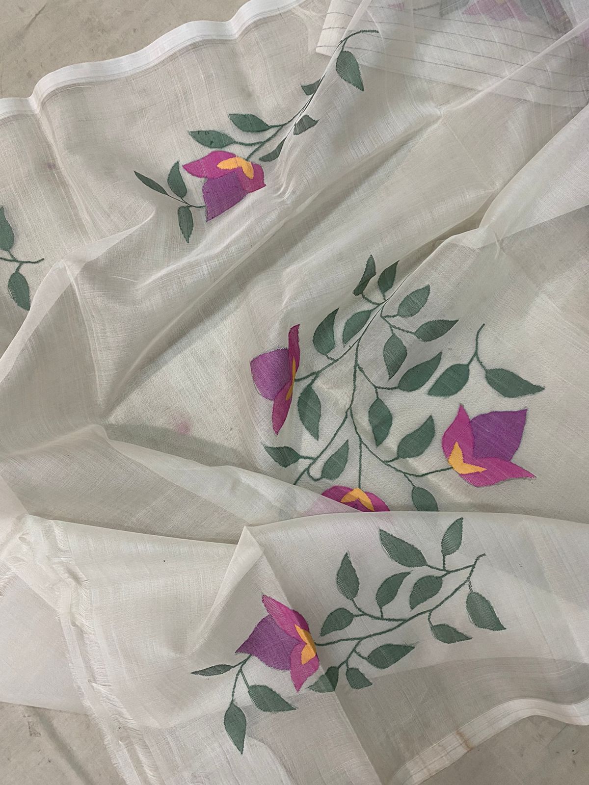Pini muslin tantuj saree - Saffronfashionindia