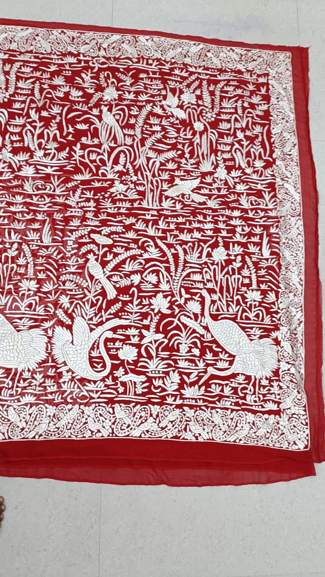 Hamesha red Parsi Gara saree - Saffronfashionindia