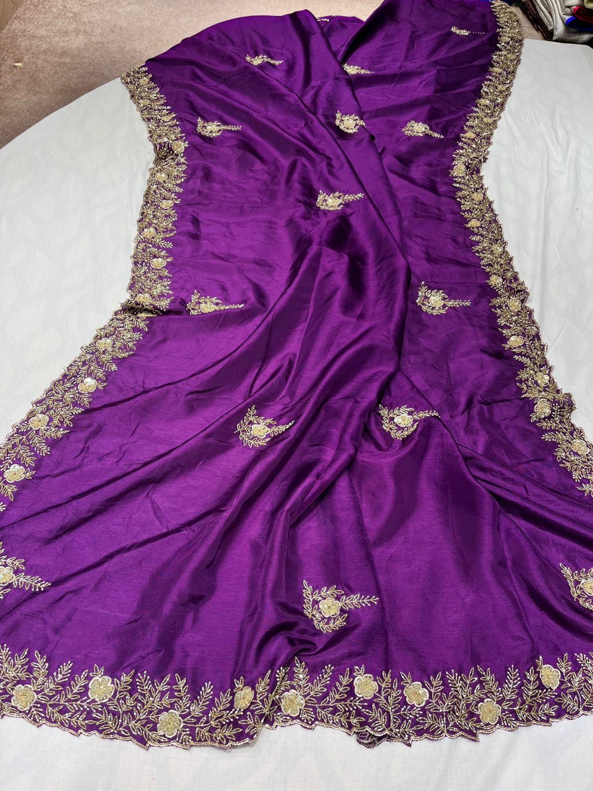 Sanes reception zardosi saree Indian wedding saree women sari blouse SaffronFashion, SaffronFashionindia