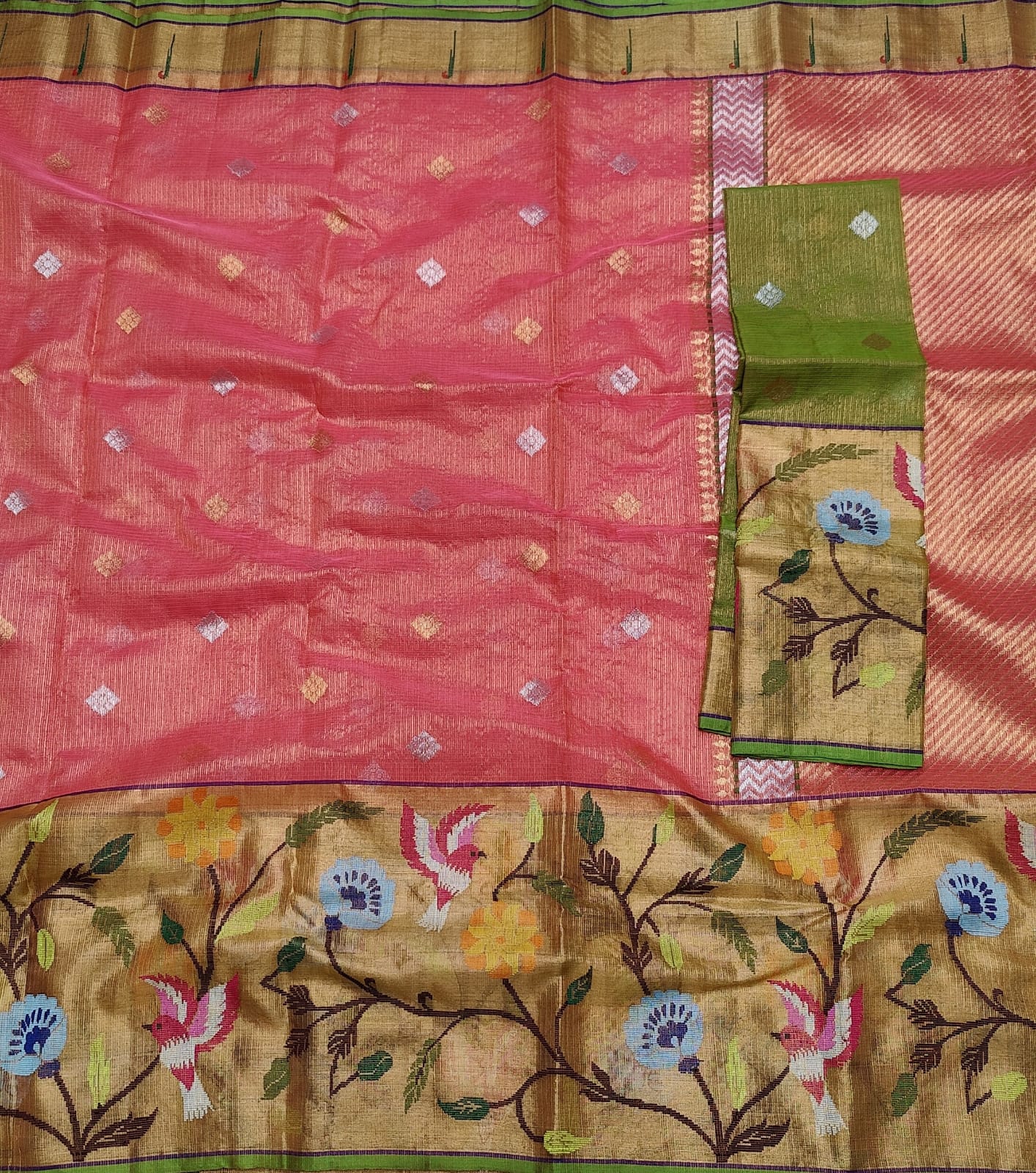 Hansikha tissue zari kota saree - Saffronfashionindia