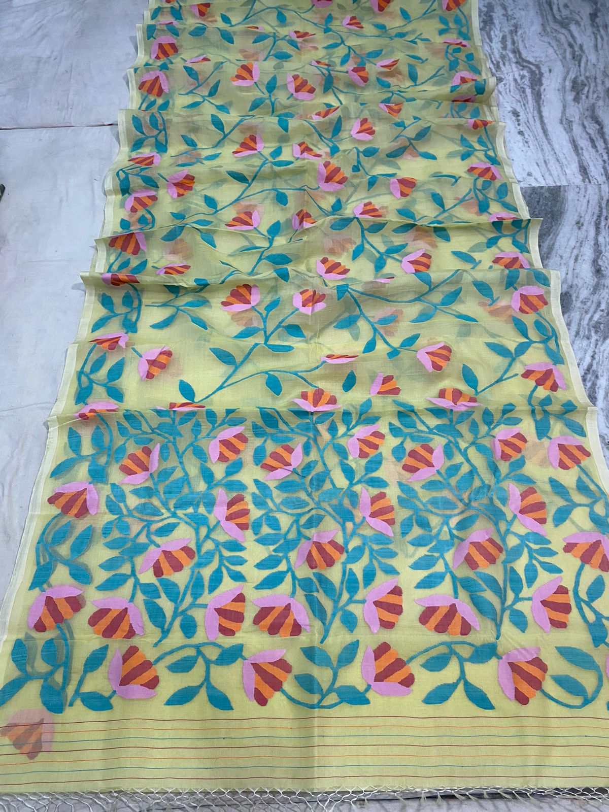 Boudi handwoven jamdani saree - Saffronfashionindia