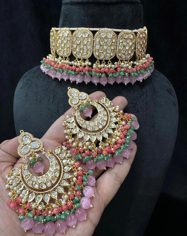 Rimjhim Kundan choker set - Saffronfashionindia
