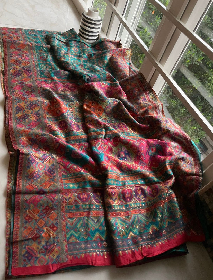 Pashmina Kani silk saree - Saffronfashionindia