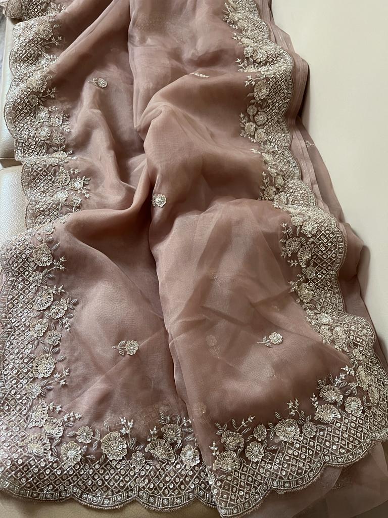 Bambi organza partywear saree - Saffronfashionindia