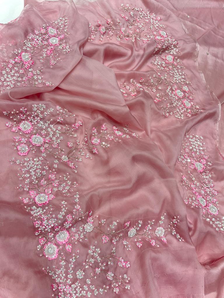 Ishik organza partywear saree - Saffronfashionindia