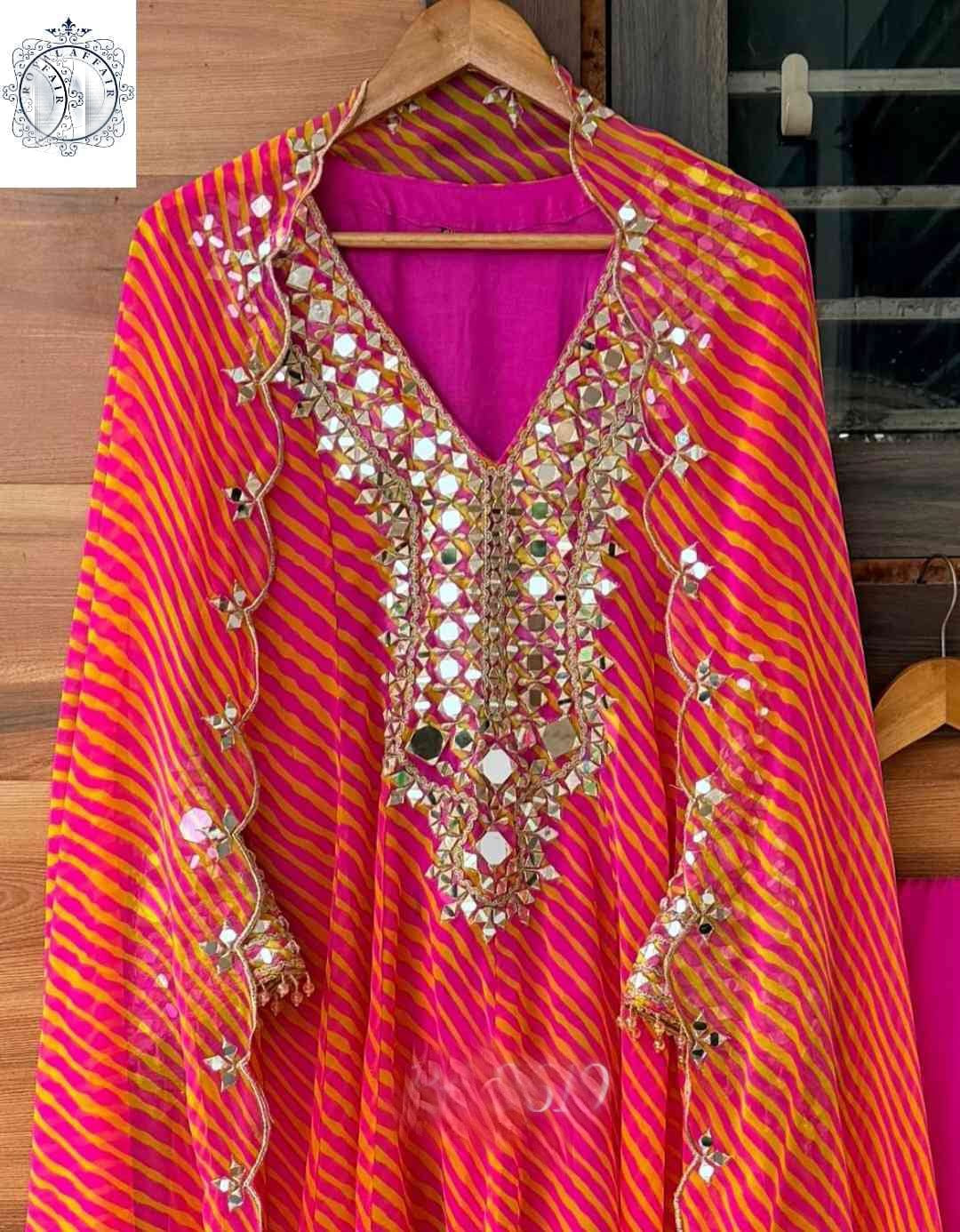 Lehariya Anarkali salwar suit women dresses SaffronFashion