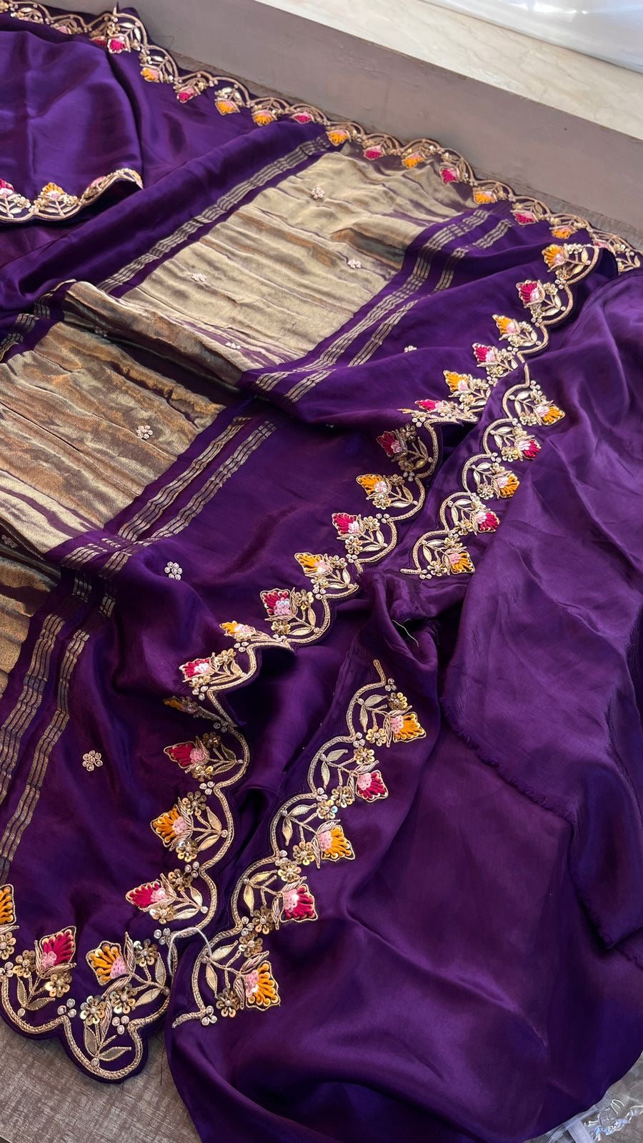 Purple Gajji Silk Saree Luxury Silk Saree blouse - Saffronfashionindia
