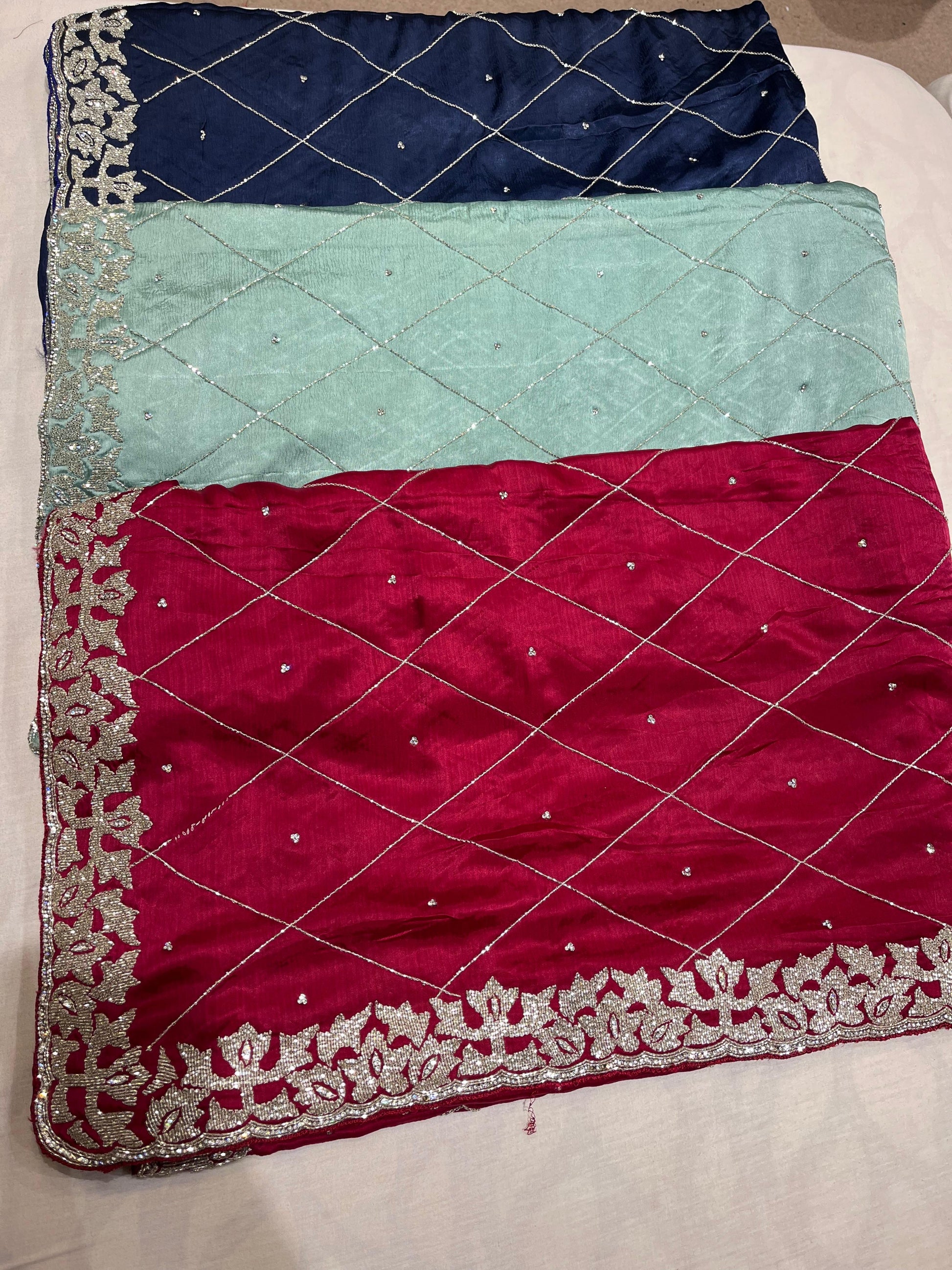 Stunning crepe saree chiffon saree Partywear saris women saree blouse - Saffronfashionindia