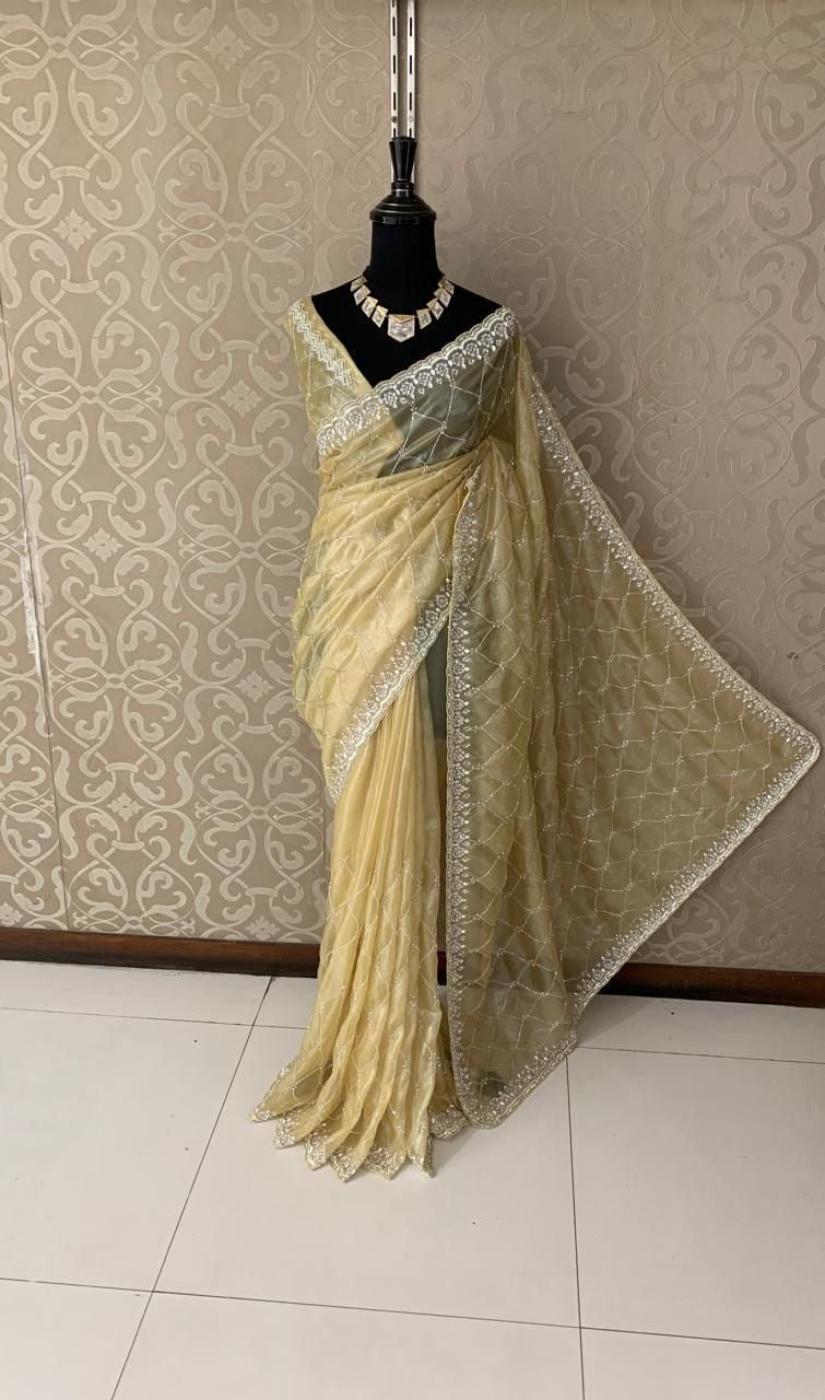 Inayat organza saree Partywear sarees beautiful sari - Saffronfashionindia