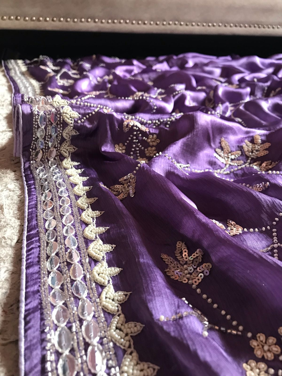 Satin Silk Premium Purple Luxury Saree Beautiful sari - Saffronfashionindia