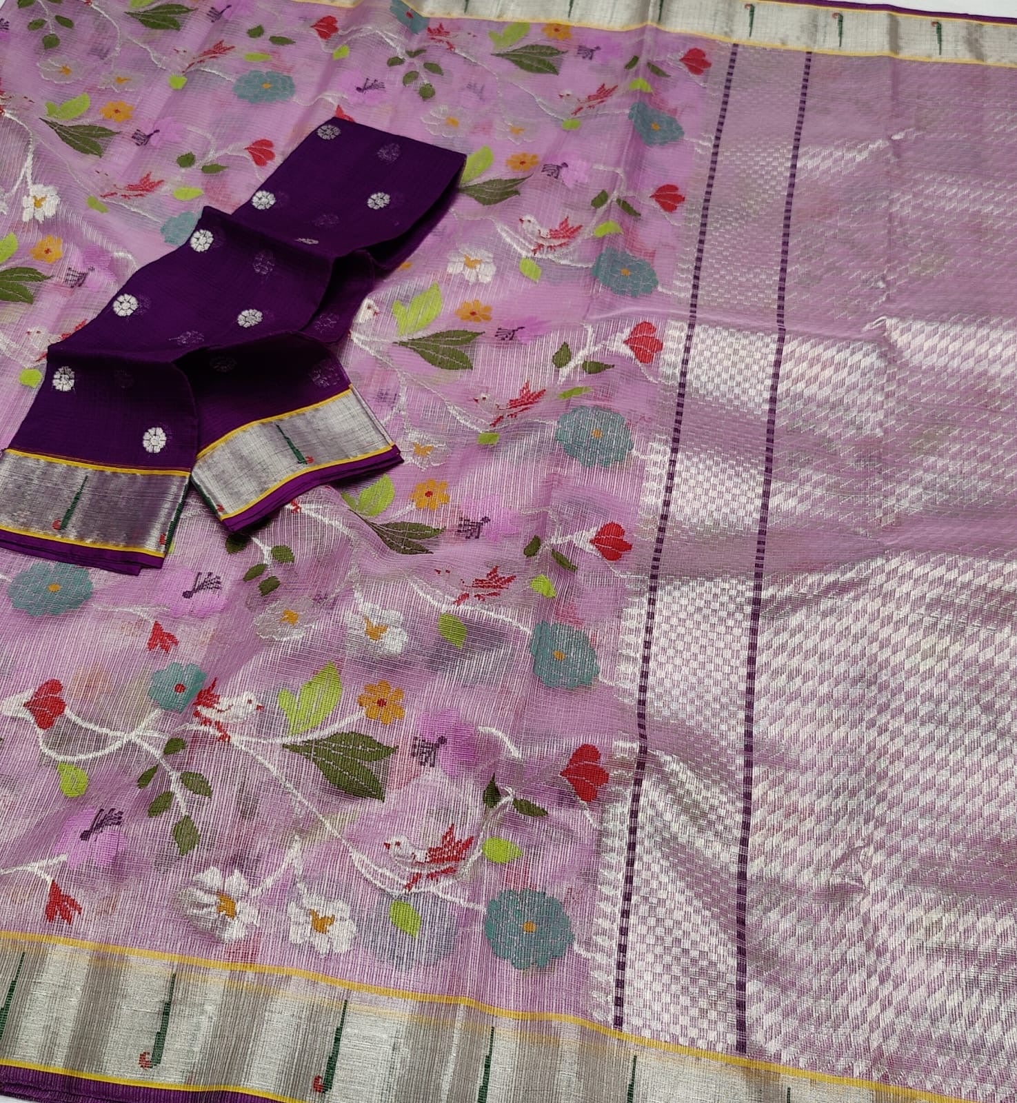 Lavender zari Kota saree Indian saree - Saffronfashionindia