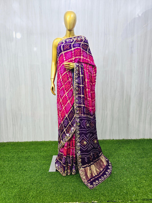 Purple gajji silk saree gharchola sarees SaffronFashion