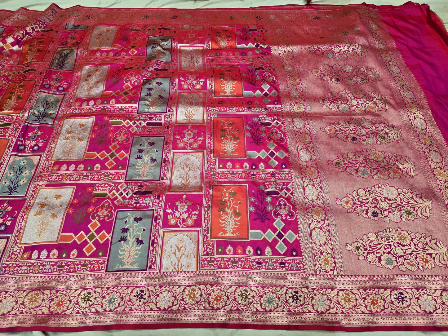 Mughal inspired katan silk saree Banarsi saree exclusive sarees SaffronFashion