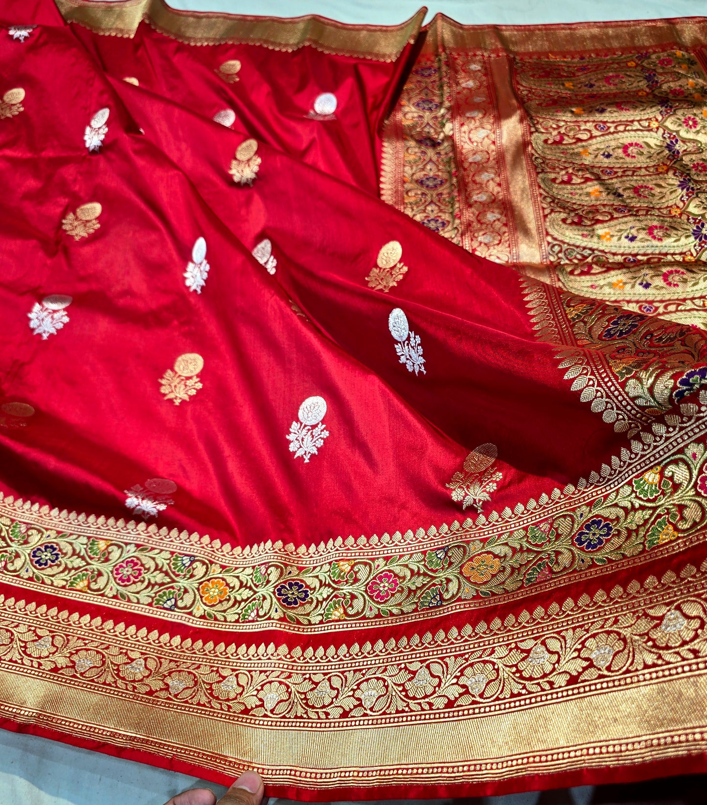 Red bridal saree Katan kadwa sarees Indian sari blouse SaffronFashion