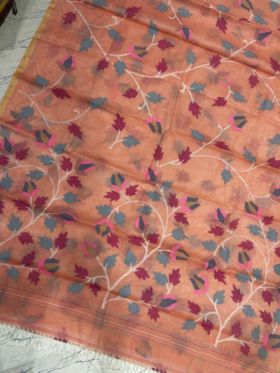 Anisha muslin jamdani Tantuj sarees - Saffronfashionindia