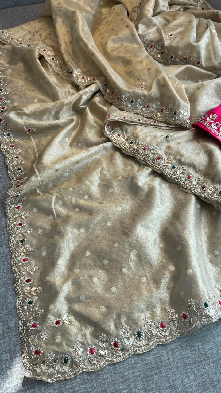Tissue silk saree Indian saree bragging by mmmmmp SAFFRONFASHION