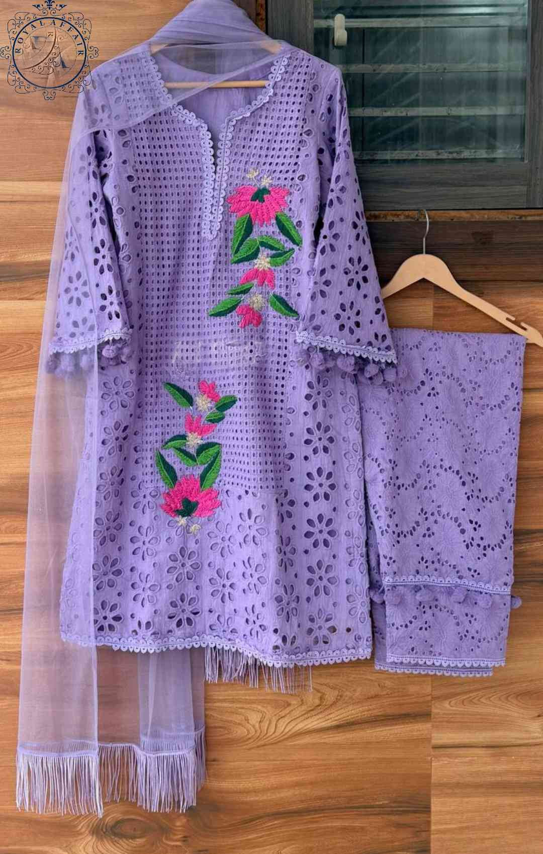 Chikankari stitched shirt set designer dress Saffronfashionindia