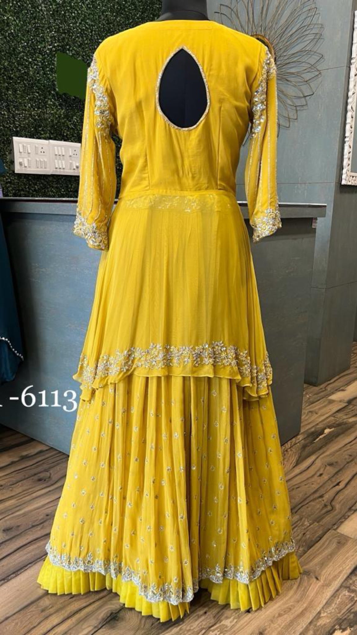 Yellow Indowestern Dress Wedding Dress Reception dress - Saffronfashionindia
