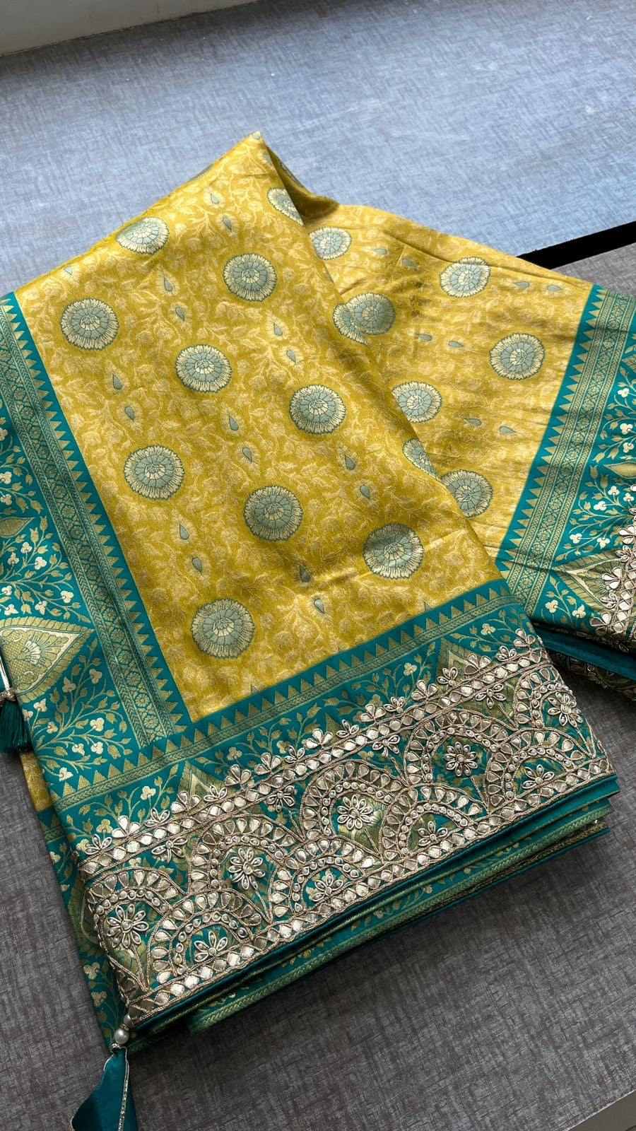 Banarsi Kanjeevaram saree gottapatti sarees - Saffronfashionindia
