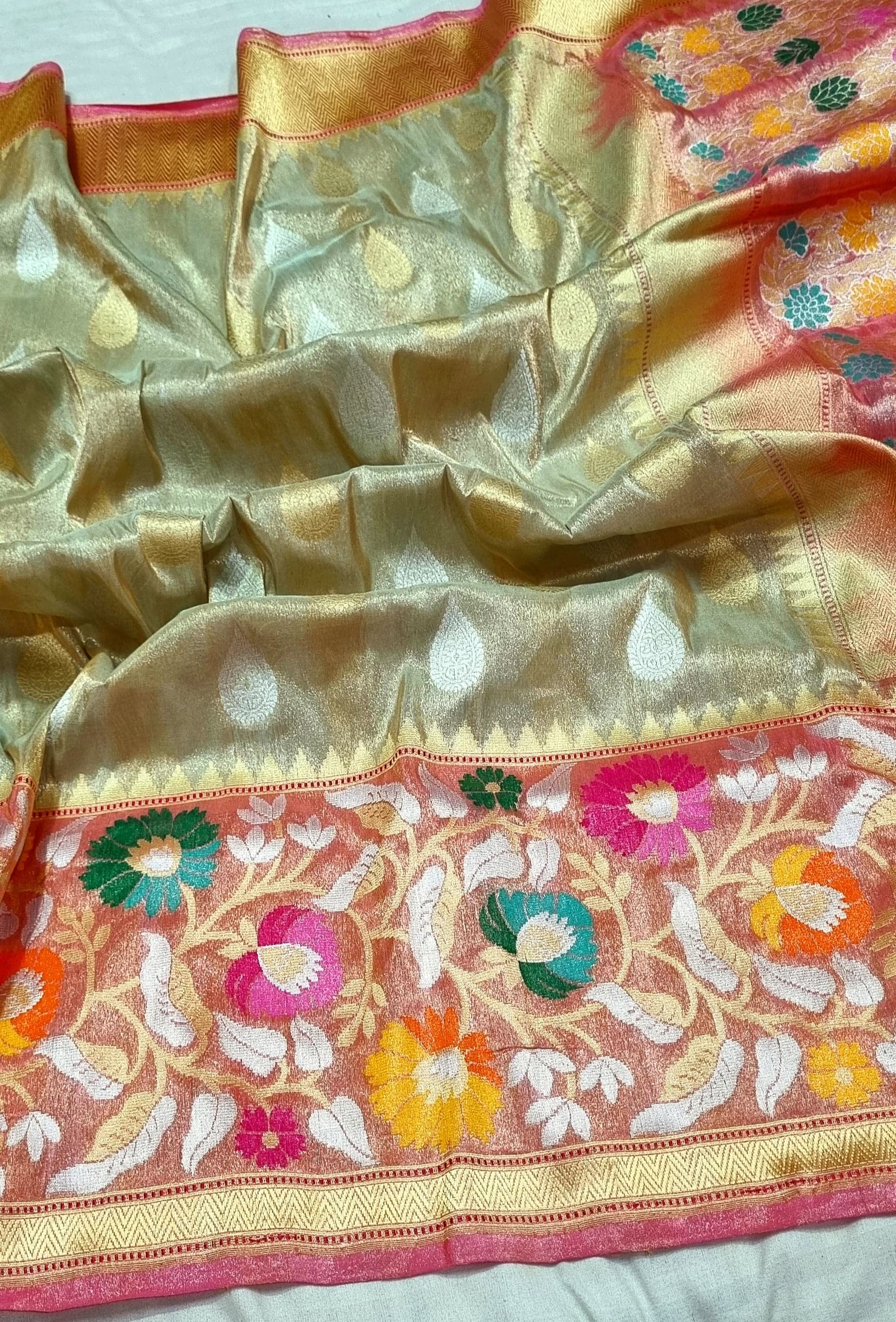 Yashodha handwoven banarsi tissue silk saree women saree - Saffronfashionindia
