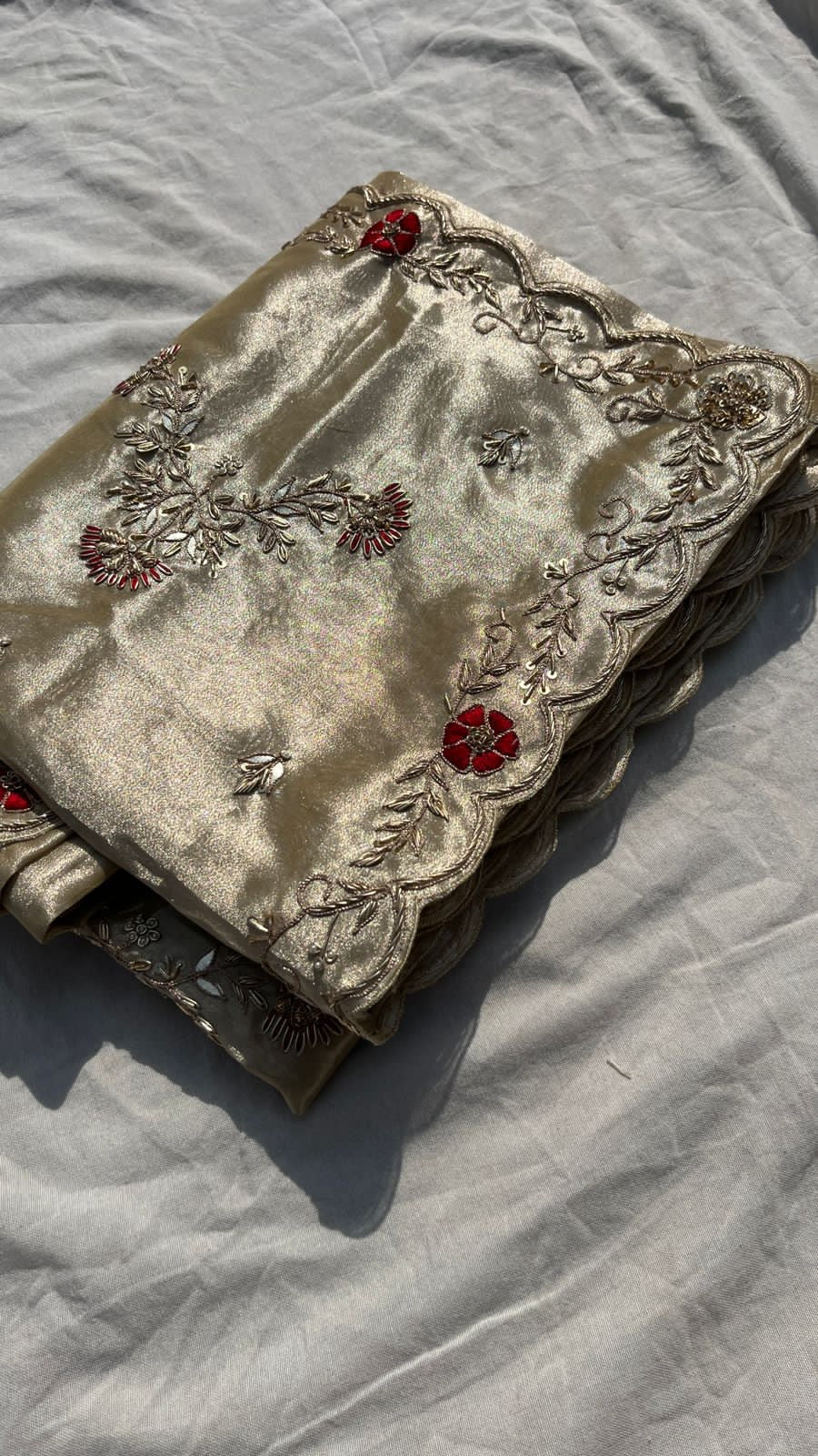 Wedding celebrity inspired tissue zari embroidered Sarees - Saffronfashionindia